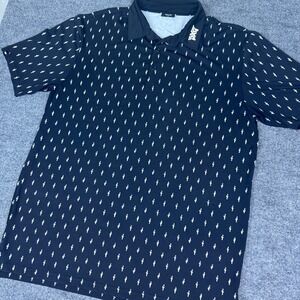 PXG Mens Golf Polo Shirt Black White Cactus Print Short Sleeve Size‎ M